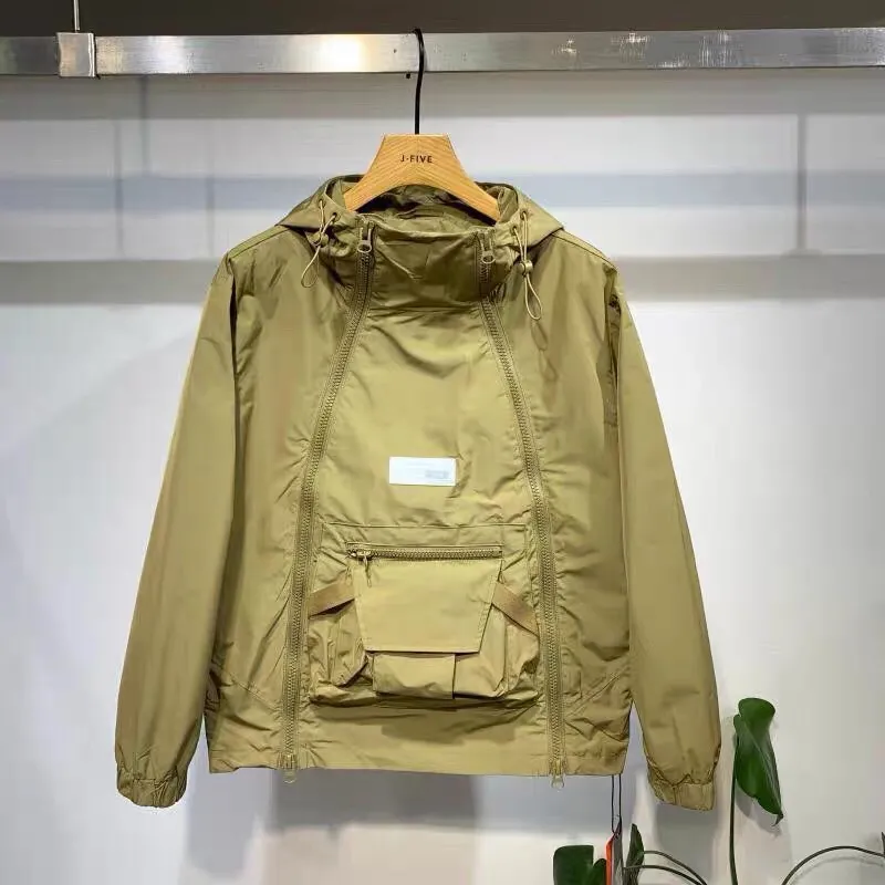 Streetwear Brand Vintage - الأمريكية خمر قلنسوة بسحاب البلوز جيوب